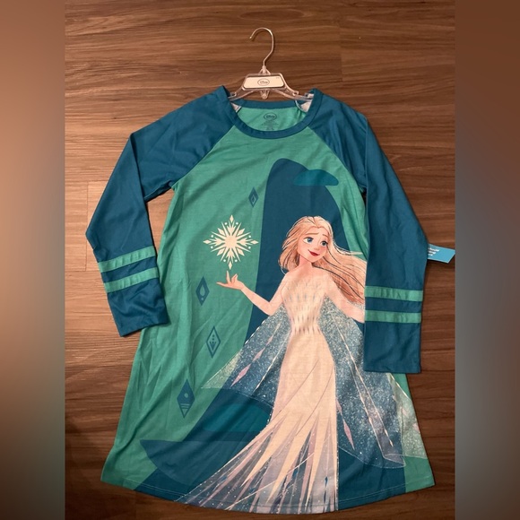 Disney CollectionGirls Long Sleeve Elsa Frozen Crew Neck Nightshirt size 9/10 - Picture 4 of 7